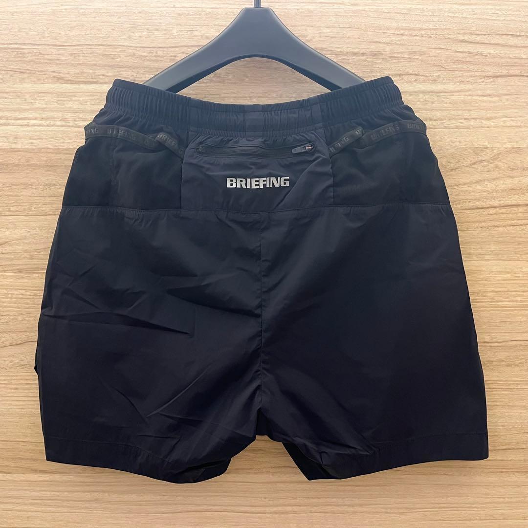 新品★27,500円 BRIEFING ストレッチショートパンツ 黒×銀ロゴ Ｓ