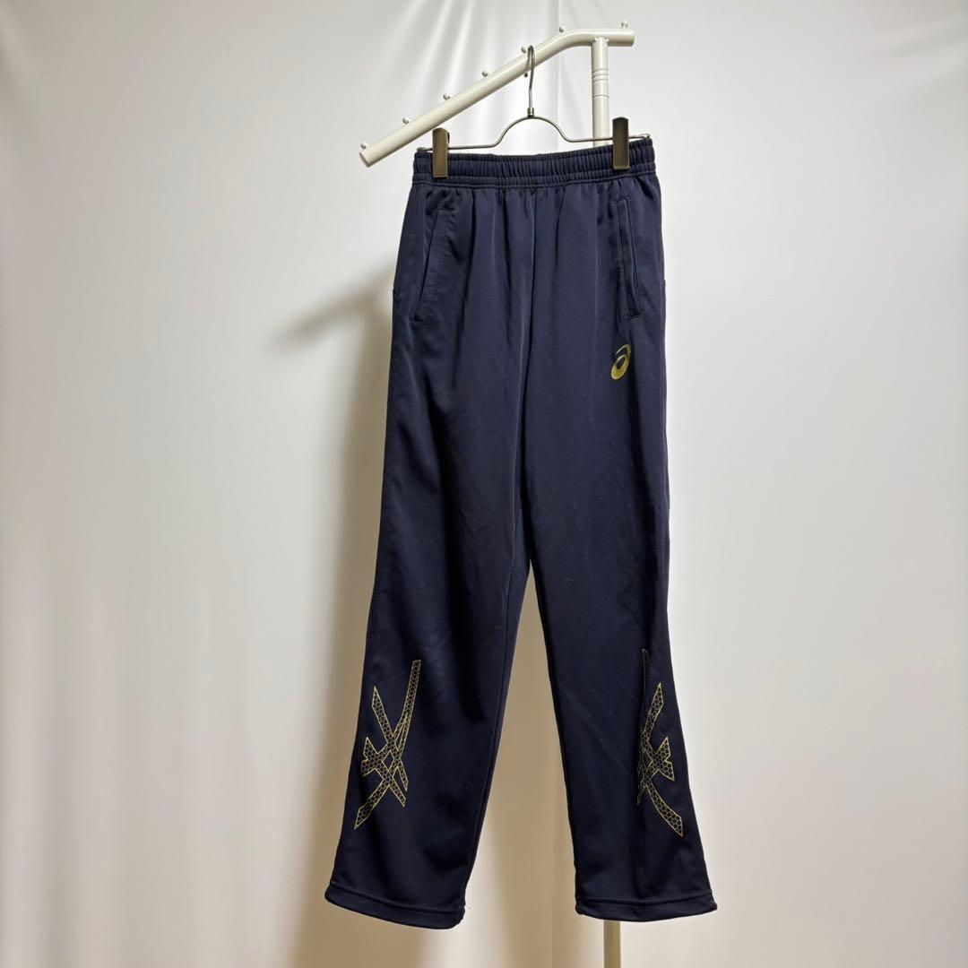 asics トレーニングパンツ　ジャージ下（M）ネイビー系スポーツ　ロゴプリント