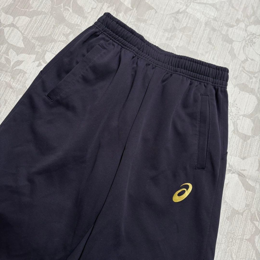asics トレーニングパンツ　ジャージ下（M）ネイビー系スポーツ　ロゴプリント