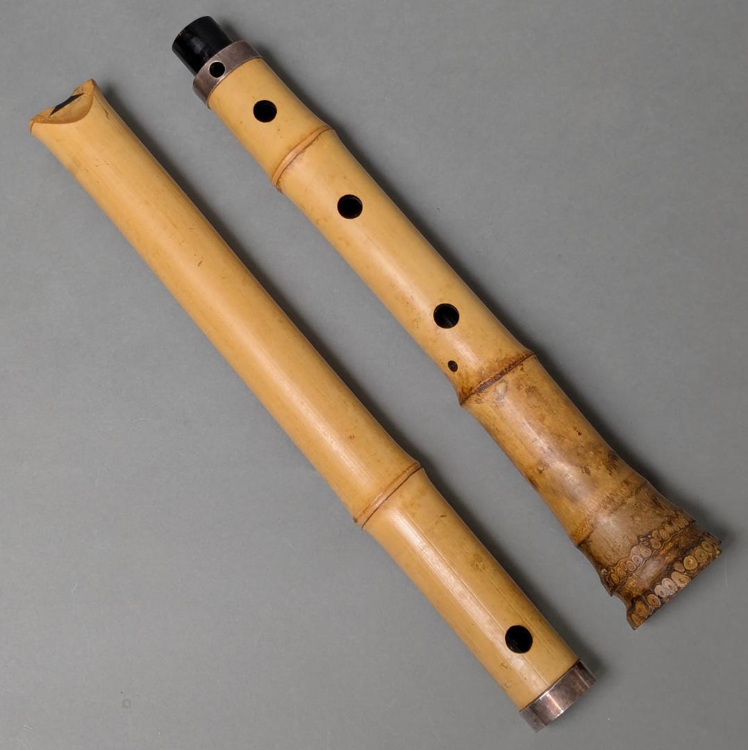 在銘　竹治　尺八　全長約67cm　二本継　現状品　竹製　和楽器