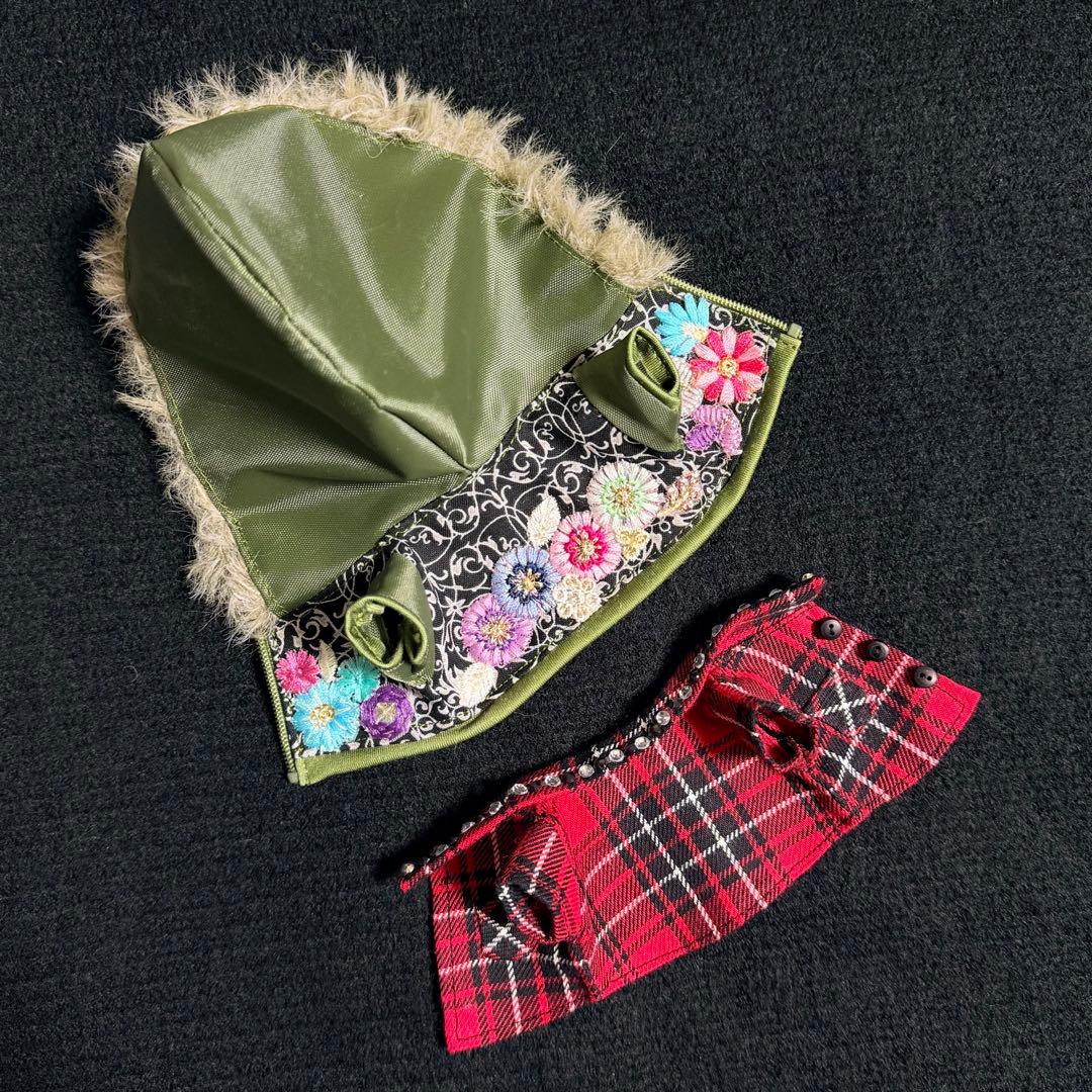 い*読様 ぬい服 モッズジャケット&チェックシャツ（赤）セット