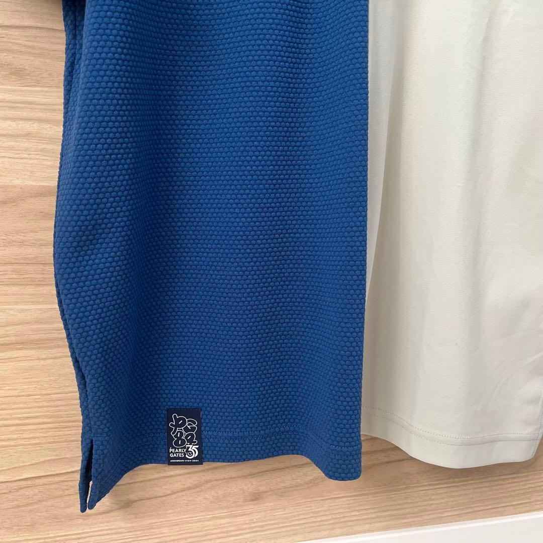 新品★27,500円 パーリーゲイツ ハイクラスポロシャツ 青×ベージュ ５