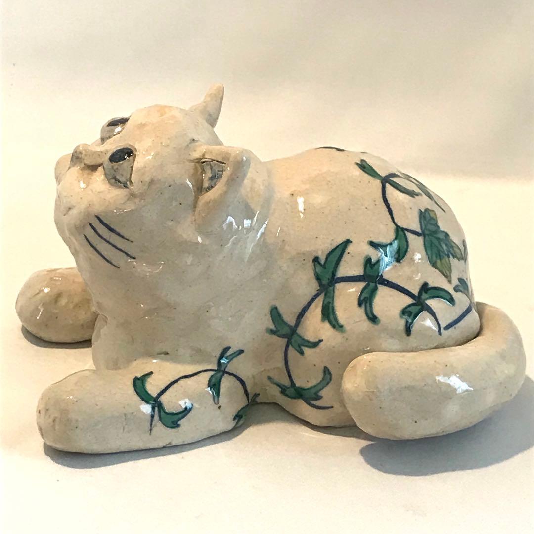 九谷焼 猫の置物 希少作家一点物