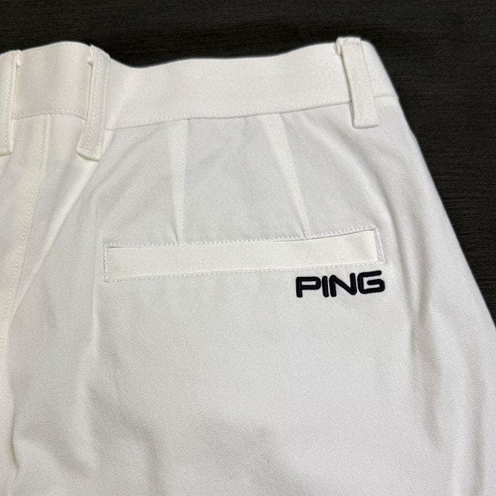 新品 ピン ゴルフ 全方向ストレッチ 2タック テーパードパンツ 秋冬 白 L