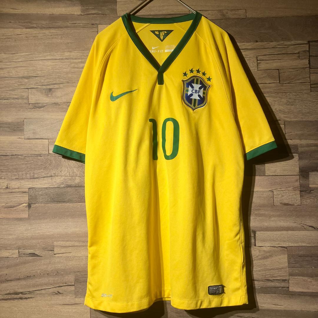 NIKE　2014　ブラジル代表　ユニフォーム　10番/ネイマール/黄/緑　M
