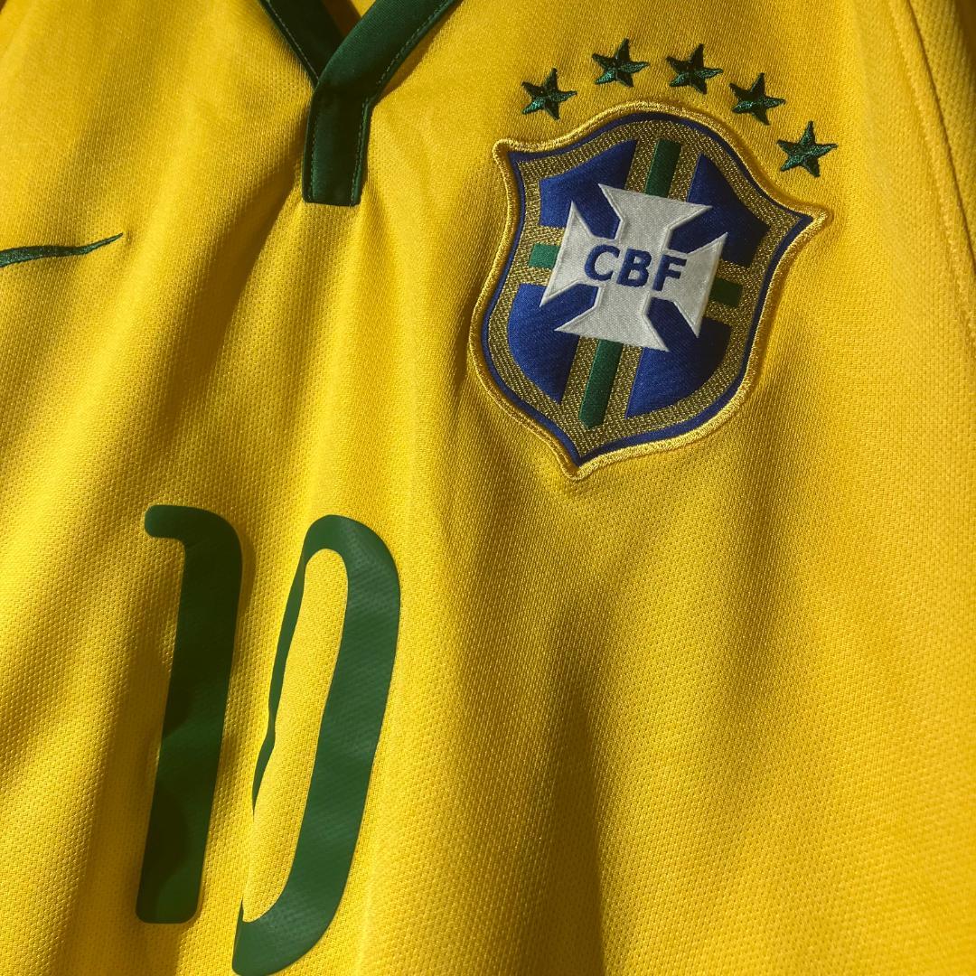 NIKE　2014　ブラジル代表　ユニフォーム　10番/ネイマール/黄/緑　M