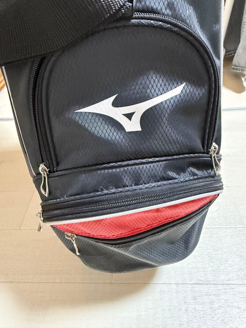 【美品】MIZUNO ミズノ T-ZOID ゴルフバック キャディバッグ 黒 赤