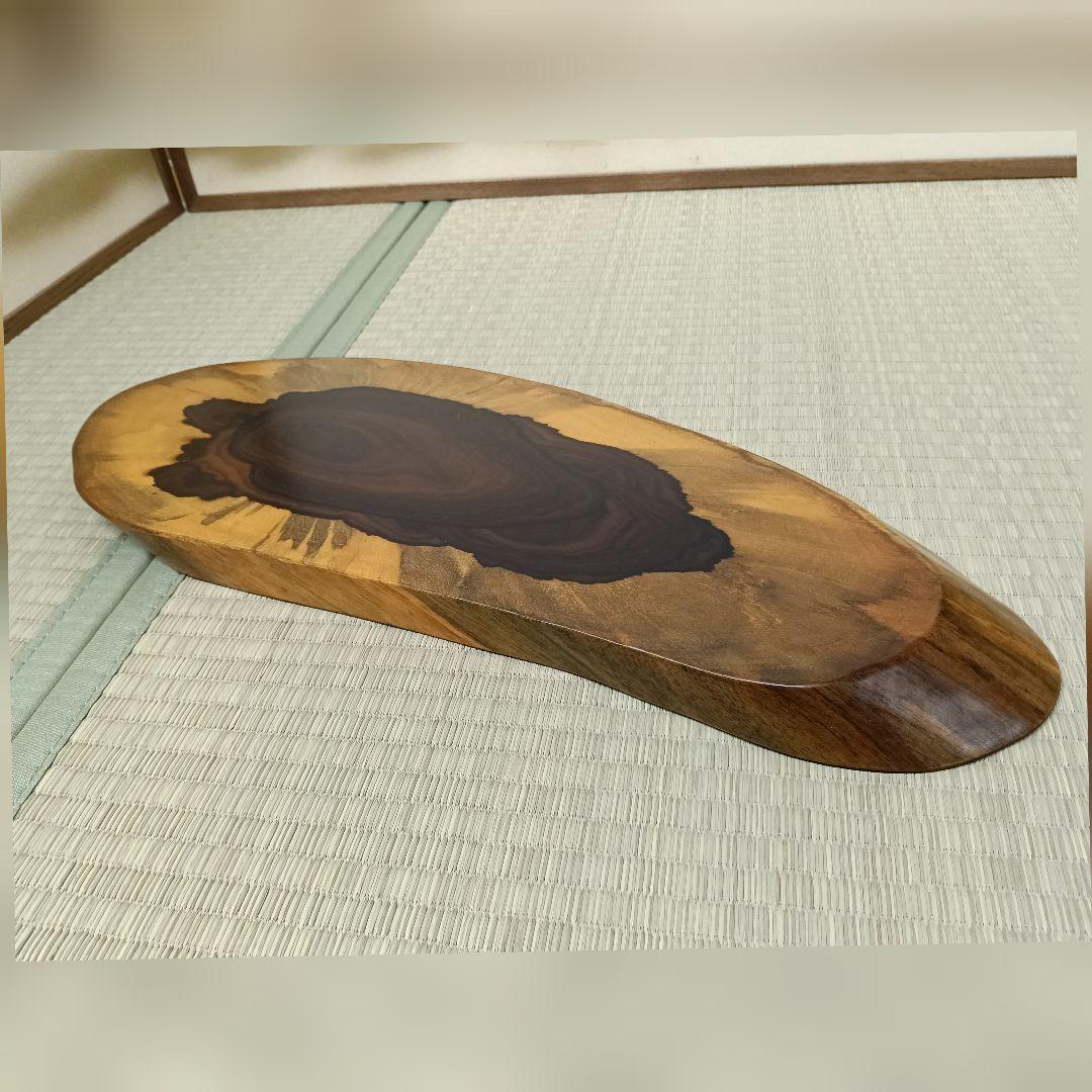 黒柿 敷板 敷台 2点 虫喰 楕円 花台 盆栽台 香炉台 飾り台 AK74