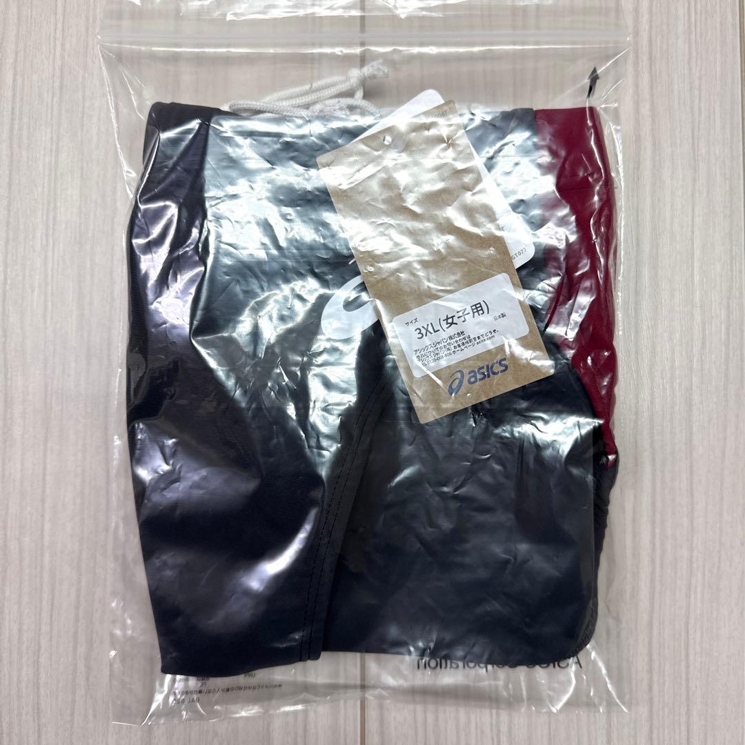 アシックス　女子陸上レーシングショーツ　3XLサイズ　ダークグレー×エンジ　新品