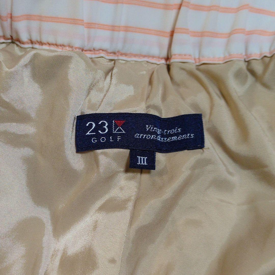 ❤美品❤23区GOLF ゴルフパンツ ストライプ ワッペンロゴ ゆったりサイズ3