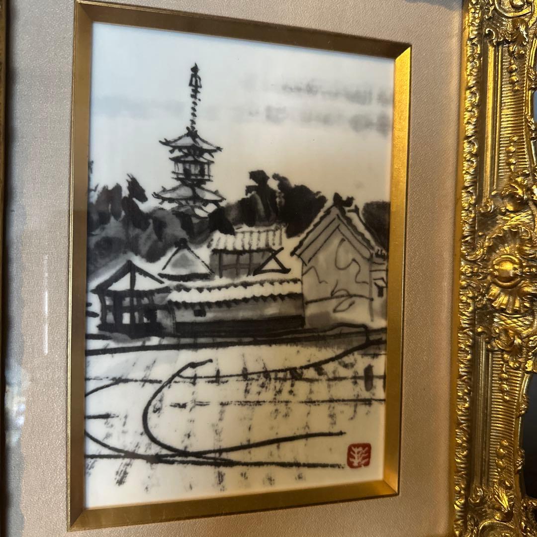 えっ！瞬間的お値下げ！杉本健吉 作『陶板画～古都奈良の風景画』～鳴海製陶謹製