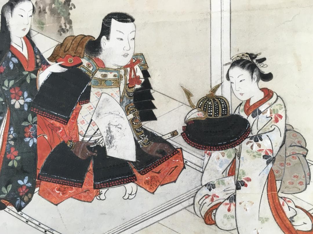 希少！[宮川長春・武者出陣支度図]／肉筆浮世絵師