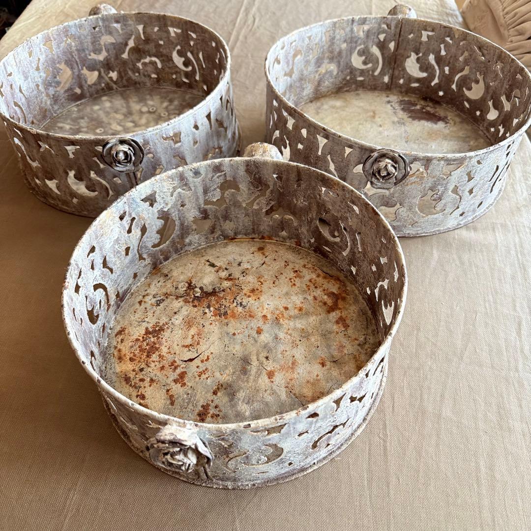 Coquecigrues コクシグル　アイアン　バスケット　3個セット　シャビー