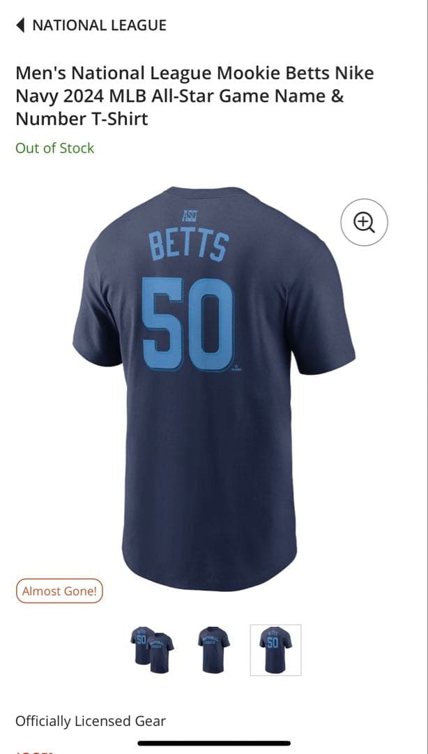 215　【MLB公式】ドジャース Tシャツ　ムーキーベッツ　完売 L
