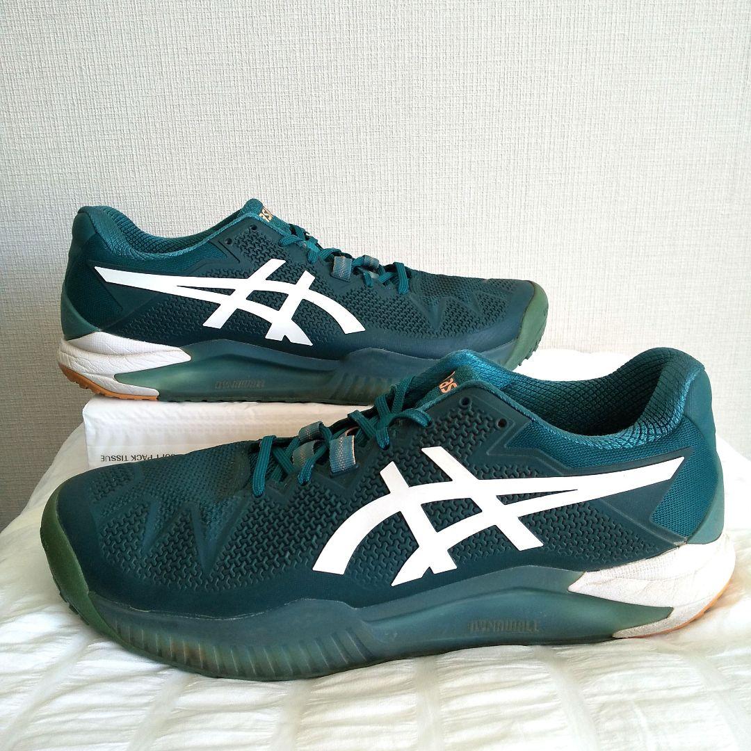 asics ゲル レゾリューション 8 27.5cm テニスシューズ グリーン