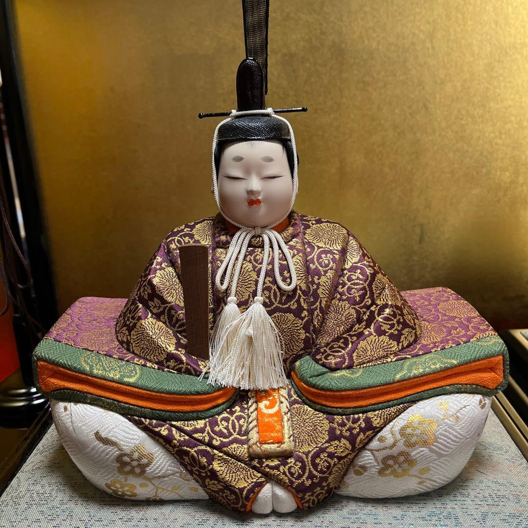 東玉工房　伝統工芸師、鈴木賢一　 江戸木目込￼雛人形　西陣織　木目込雛人形
