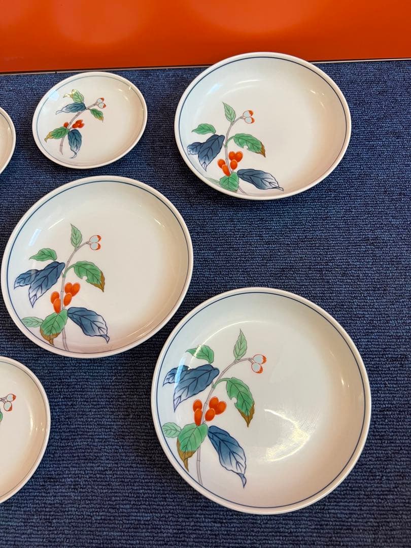 1156  有田焼　其泉   果実絵　中皿3客　小皿4客　未使用