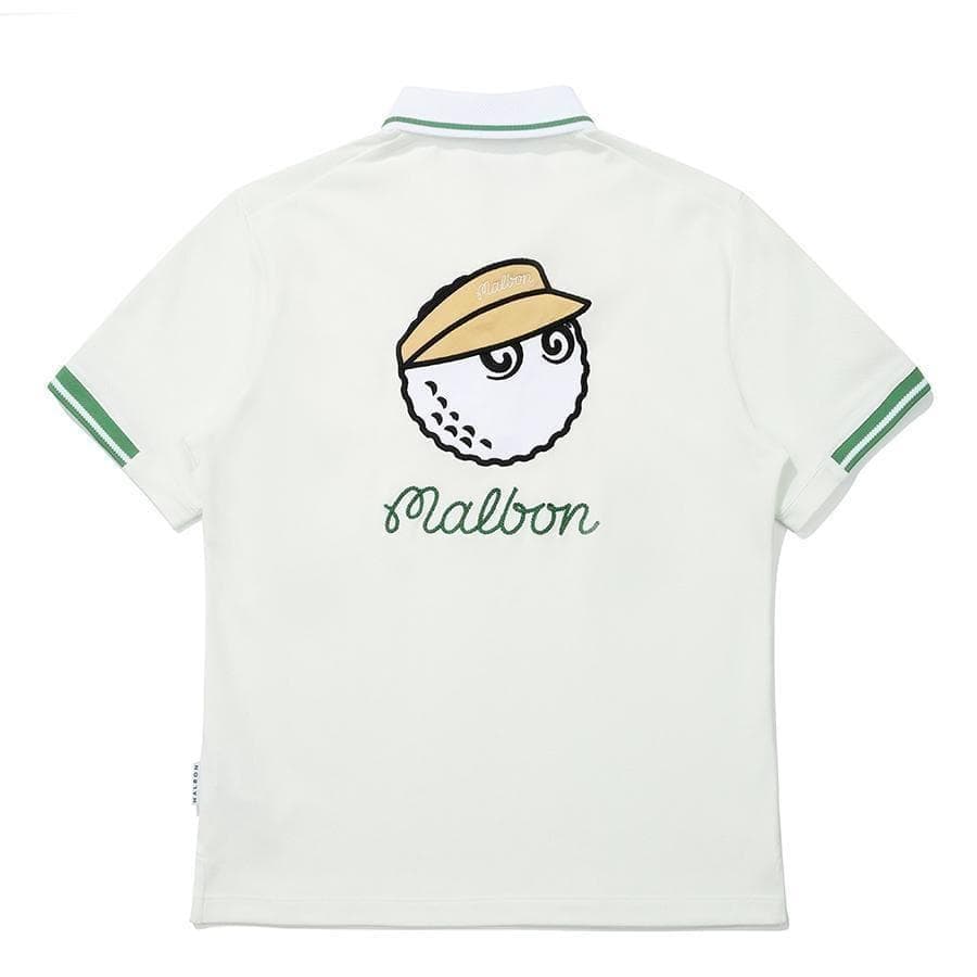 白色S マルボンゴルフ ポロシャツ Malbon Golf レディース シャツ