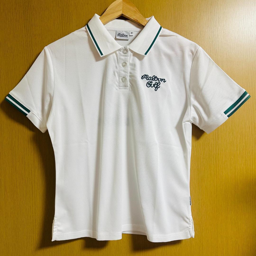 白色S マルボンゴルフ ポロシャツ Malbon Golf レディース シャツ