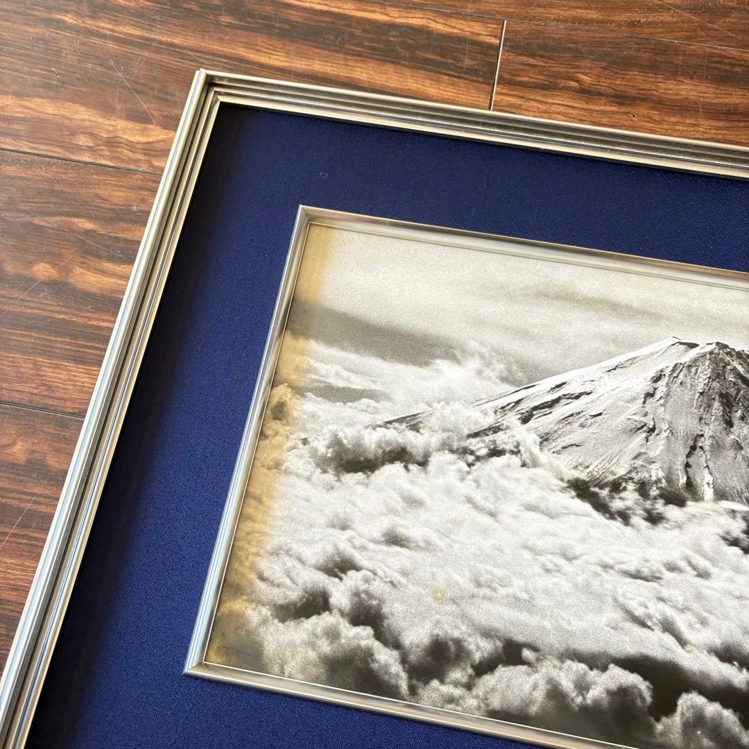 岡田紅陽 写真「雲表に聳ゆ（金峯山頂）」富士山 サイン 額装 A