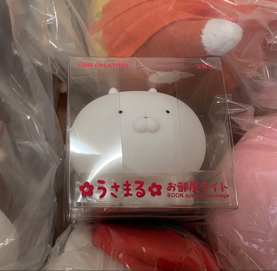 【新品】うさまる　ぬいぐるみ　いちご　等身大　　　　お部屋ライト　セット