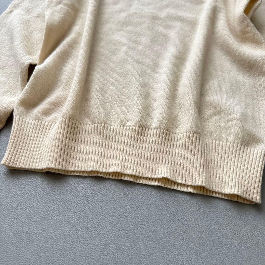 BEAMS GOLF カシミヤ100% Vネックセーター M ビームス　白　美品