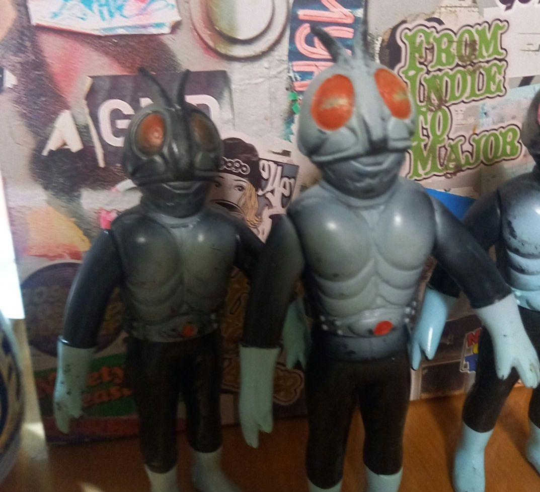 仮面ライダー ソフビ✨当時物✨３体セット✨昭和レトロ✨１９７０年代 ソフビ✨