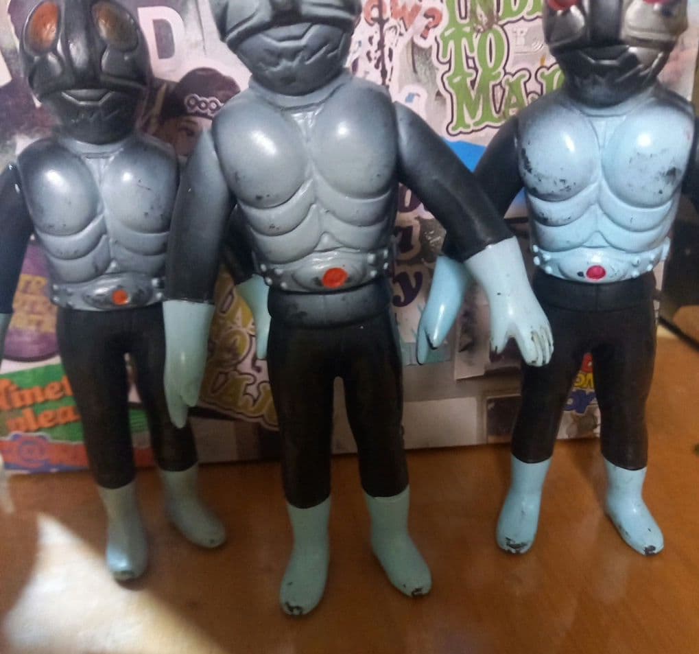 仮面ライダー ソフビ✨当時物✨３体セット✨昭和レトロ✨１９７０年代 ソフビ✨