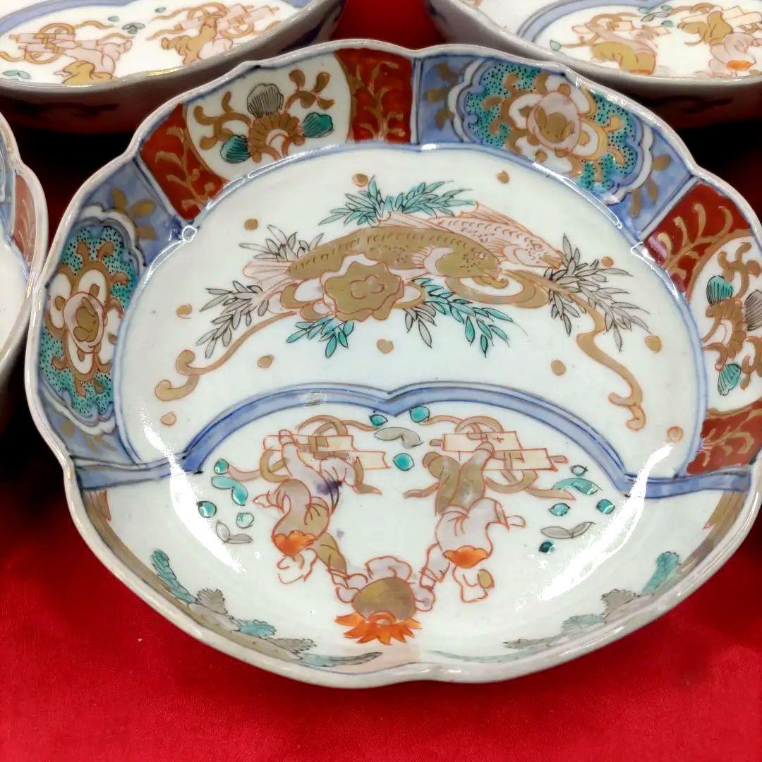 有田焼　伊万里焼　古伊万里　金彩　色絵　小皿　深皿　なます皿　5寸皿5客セット