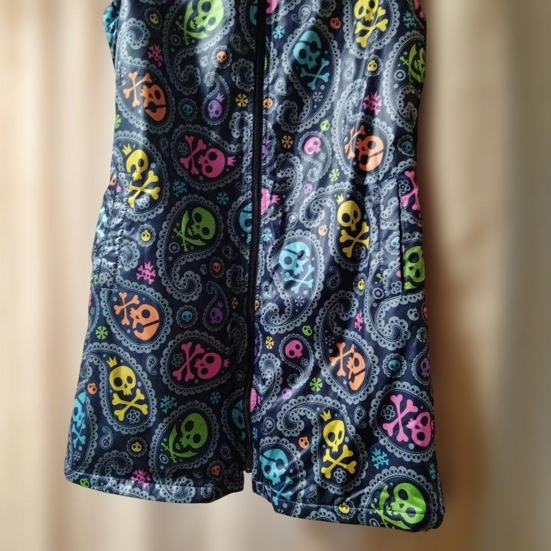 LoudMouth カラフルスカル柄 ノースリーブワンピース腰上 ギャザー付き