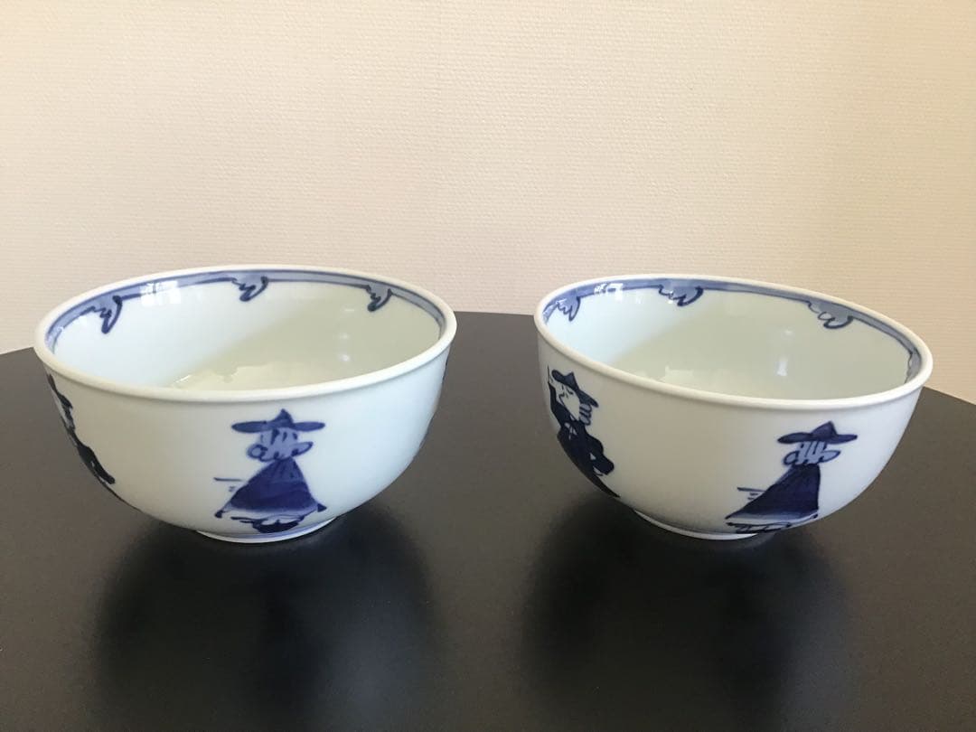 しん窯青花　5人異人玉渕4.5寸丼　2個