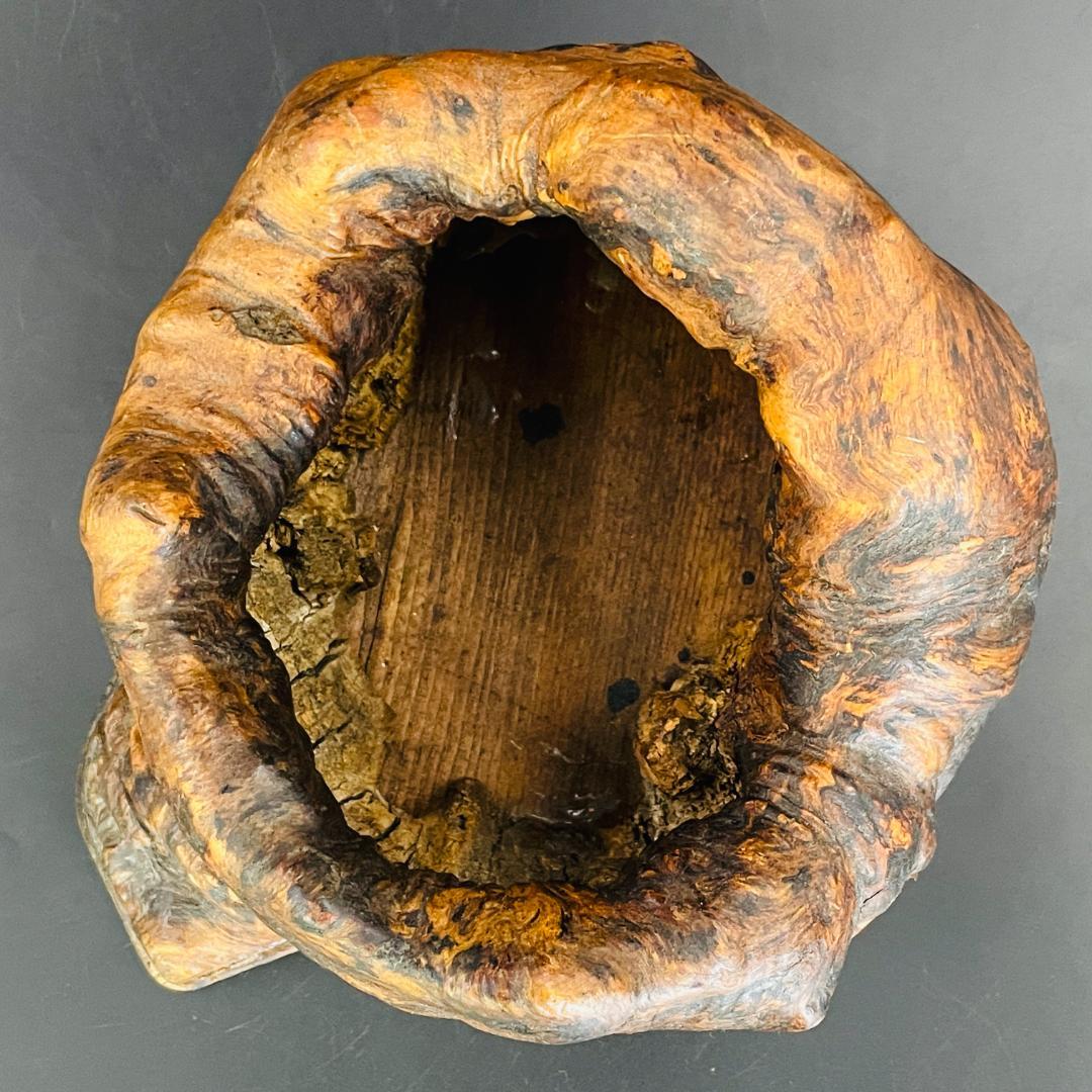 時代物 瘤木 天然木 玉杢 葡萄杢 煙草盆 一点物 約21.5cmR8SA125