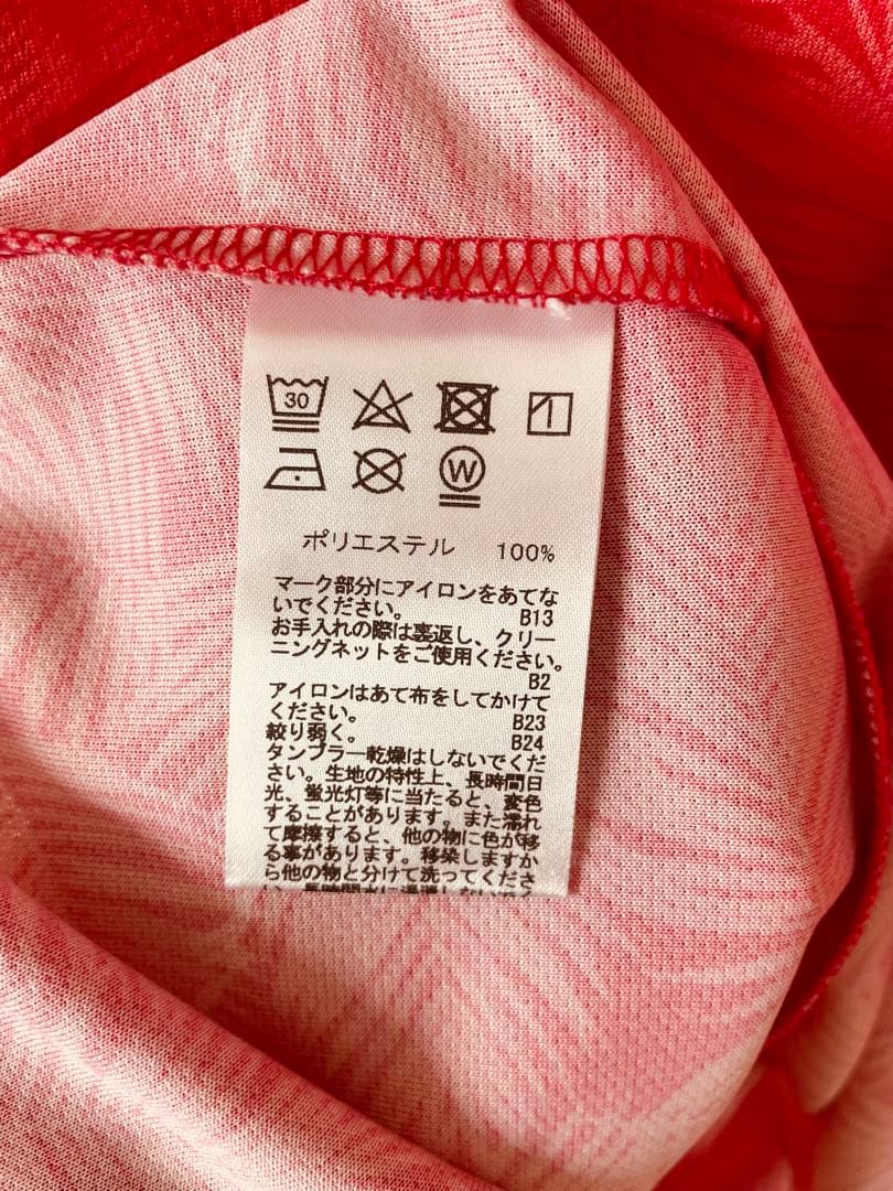 新品タグ付 パラディーゾ ゴルフワンピ 赤 総柄 半袖 Mサイズ