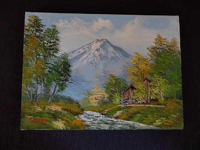真作保証　佐合政　「有明山」　油絵　F４
