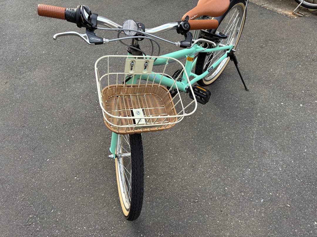 子供用自転車 ミントグリーン フロントバスケット付き