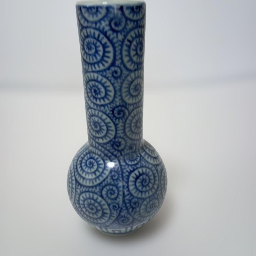 時代物　伊万里　唐草模様　杓立　花瓶　箱付き