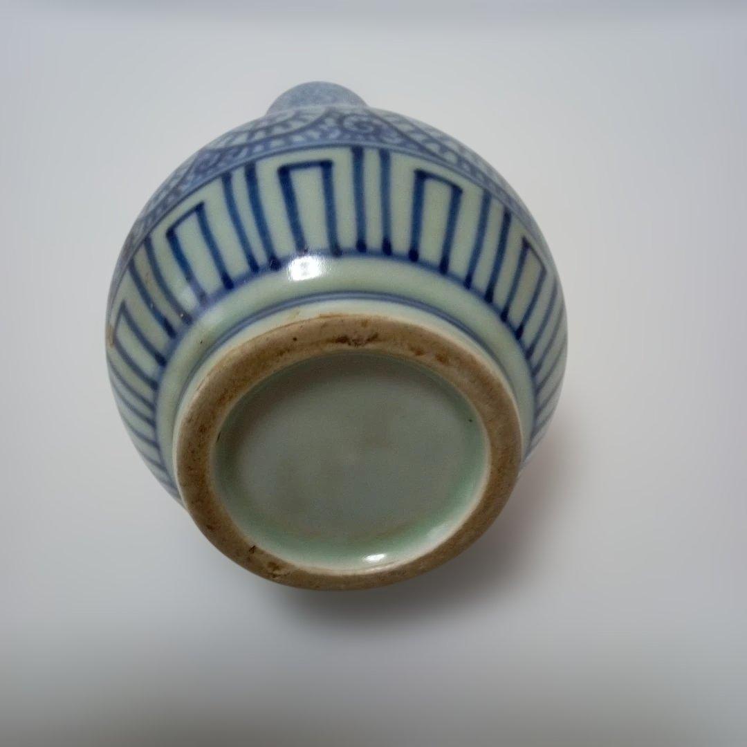時代物　伊万里　唐草模様　杓立　花瓶　箱付き