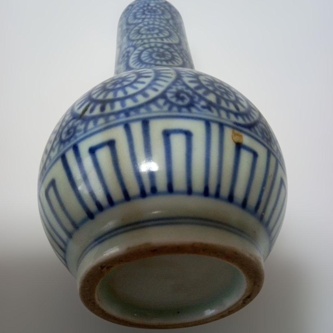 時代物　伊万里　唐草模様　杓立　花瓶　箱付き