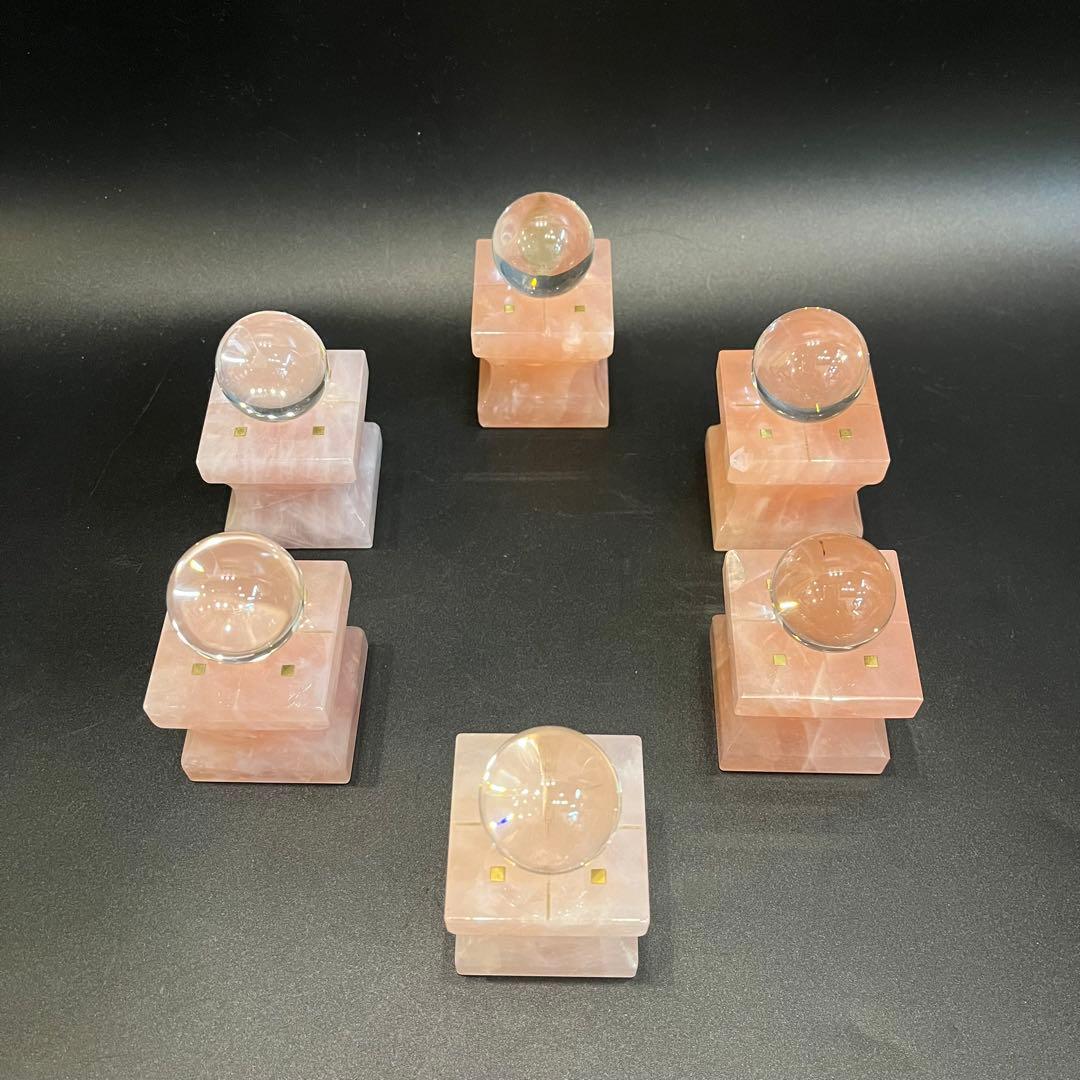 本水晶 天然ロッククリスタル 水晶玉 球体 ローズクォーツ 台座付 縁起物 風水
