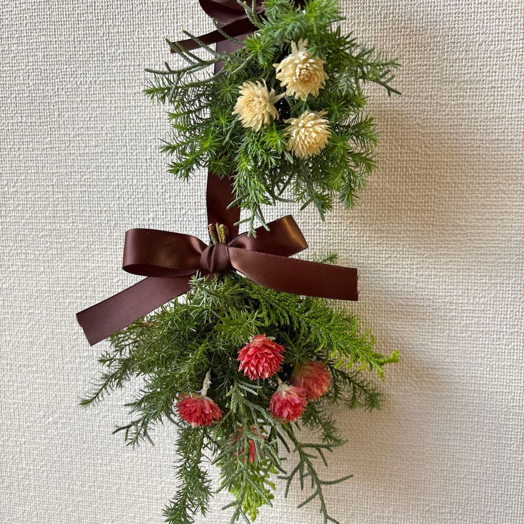 ＊Natural＊クリスマススワッグ　ゆらゆらツインズ☆ドライフラワースワッグ