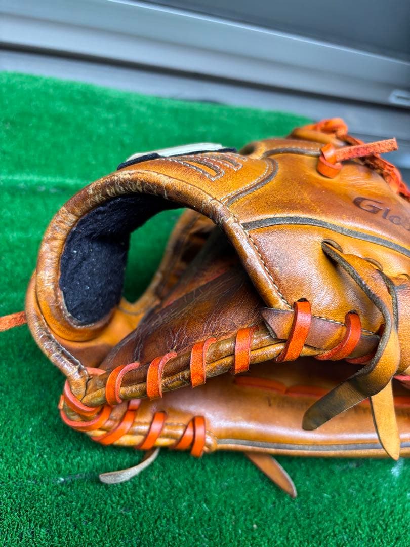 Mizuno グローバルエリート軟式外野手用野球グローブ オレンジ　(大人用)
