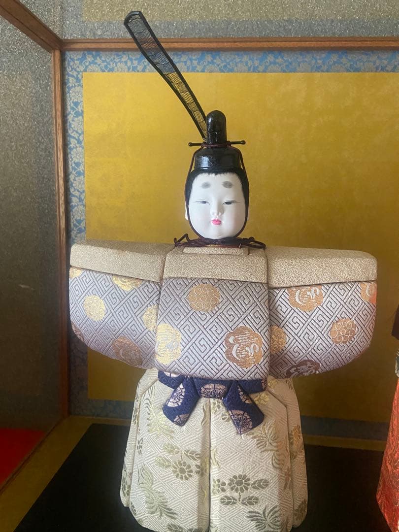 お雛様　木目込み　立ち雛　ガラスケース付き