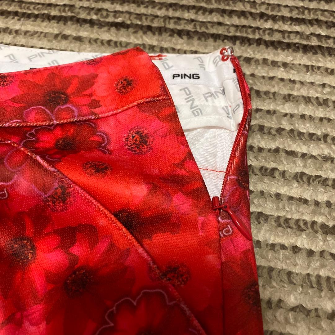 新品タグ付き　ピン　スカート　ゴルフウェア レディース　M 花柄　レッド　春秋