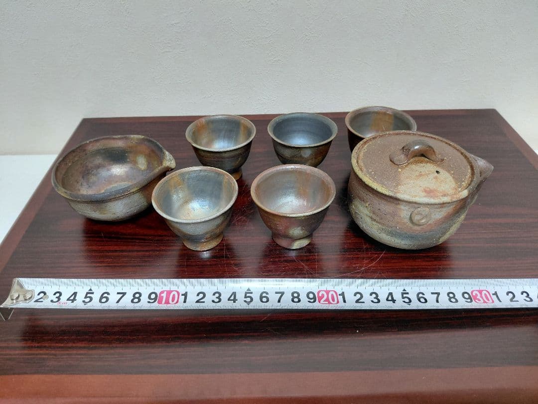 備前焼 泰山窯 茶器セット 宝瓶 湯冷 煎茶碗5客 共箱