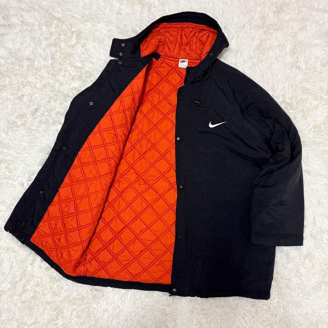 NIKE 【激レア 90S】デカ スウォッシュ 刺繍 中綿 ベンチコート XL