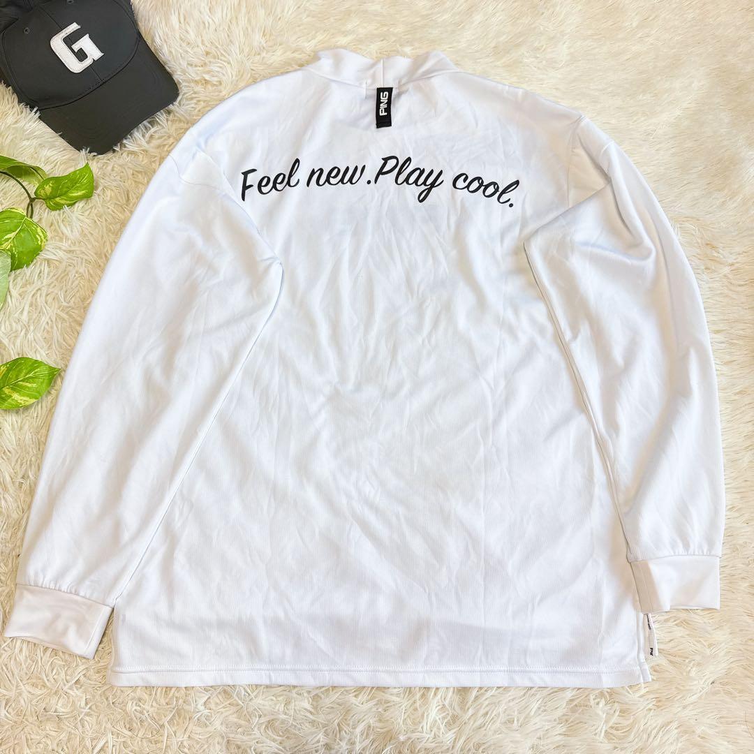【ピン】美品 モックネック 長袖 ビックロゴ Lサイズ メンズ