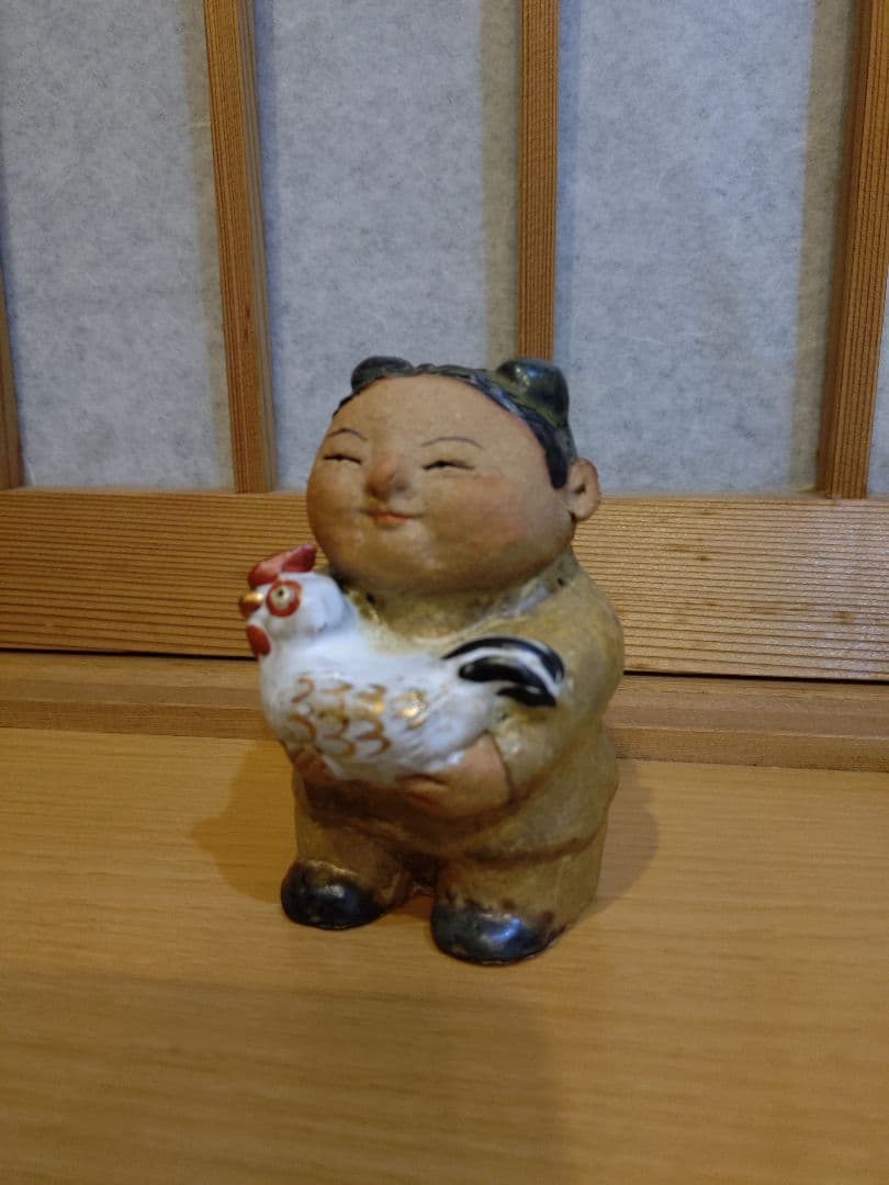 ささきようこ 干支人形 酉年 とり 陶器 子供 鶏 抱える土焼き