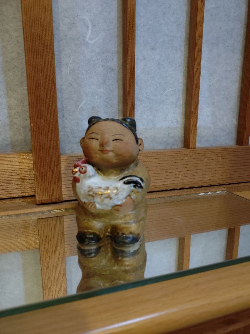ささきようこ 干支人形 酉年 とり 陶器 子供 鶏 抱える土焼き