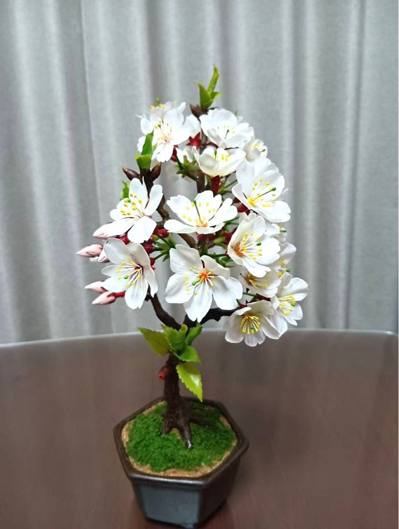 クラフト盆栽 ソメイヨシノNo.2 桜盆栽 造花 ハンドメイド