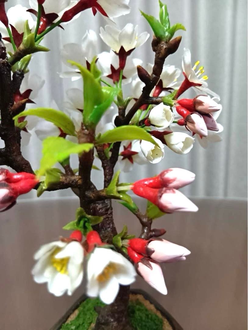クラフト盆栽 ソメイヨシノNo.2 桜盆栽 造花 ハンドメイド